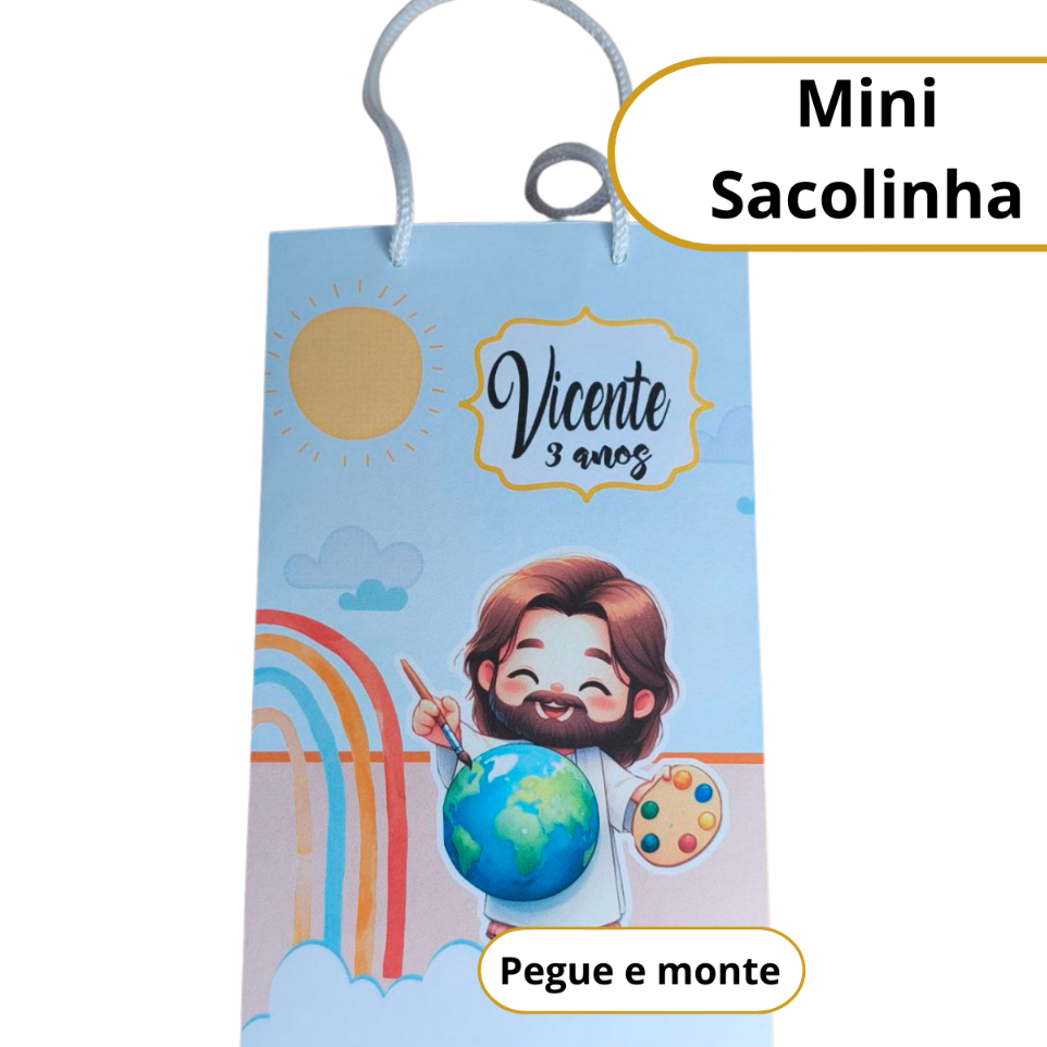 Mini Sacola Surpresa  JESUS O MAIOR PINTOR DO MUNDO  -  Lembrancinha Personalizada - Festa Infantil - Pegue e Monte