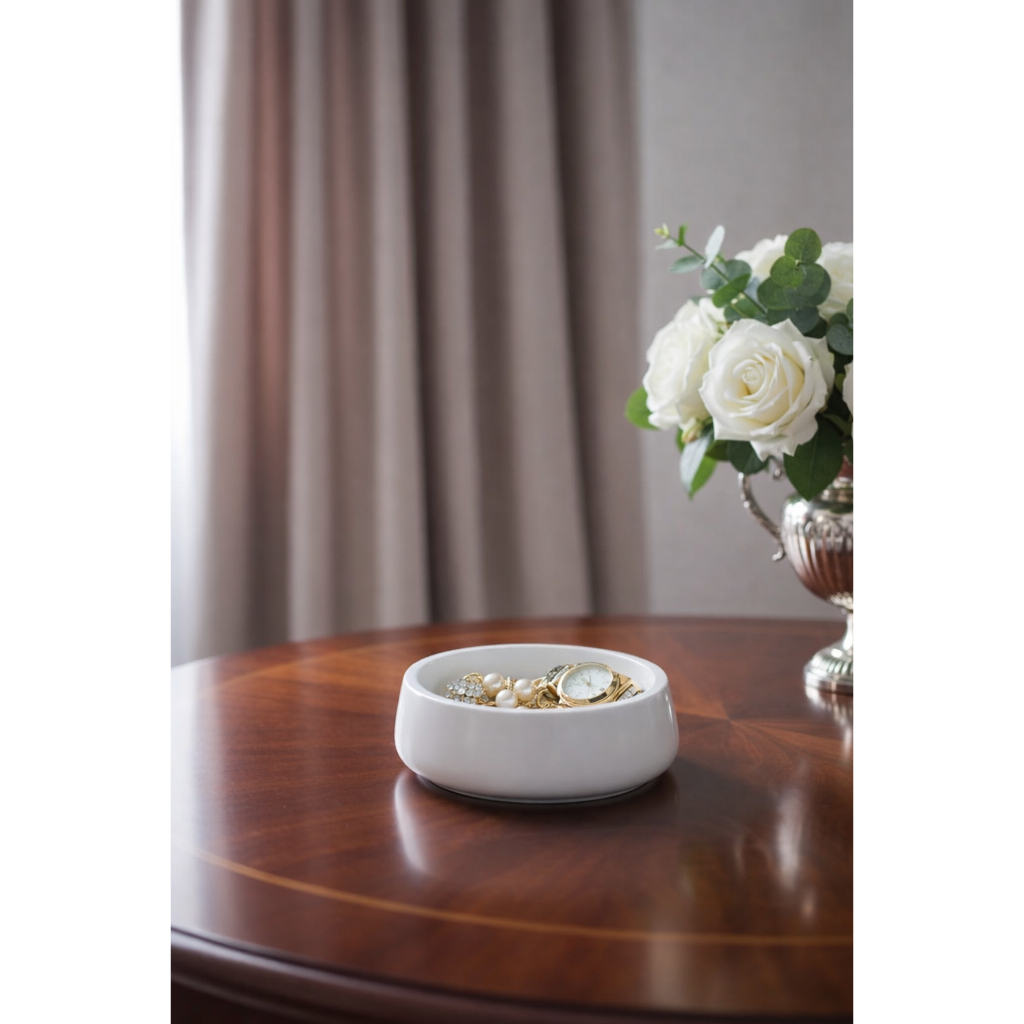 Bowl Decorativo em Gesso Branco – Centro de Mesa Minimalista para Sala e Aparador | Gesso e Afeto