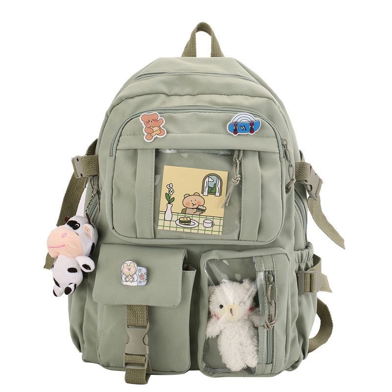 Mochila Feminina Escolar Passeio Coreano Grande Capacidade Com Chaveiro Impermeável