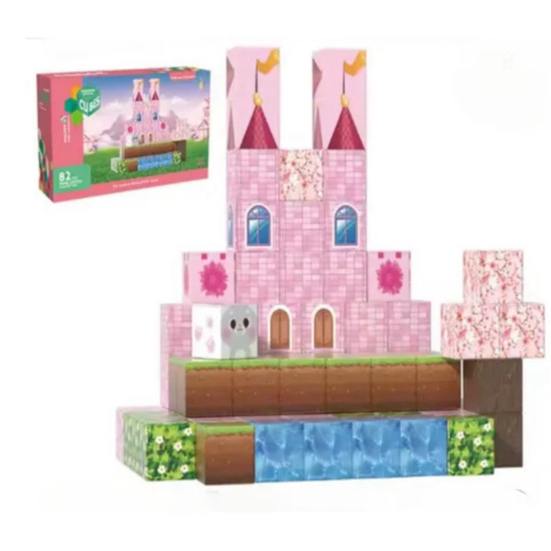 Blocos magnéticos 82 pçs Briquedo cubos educativo  meninas  castelo