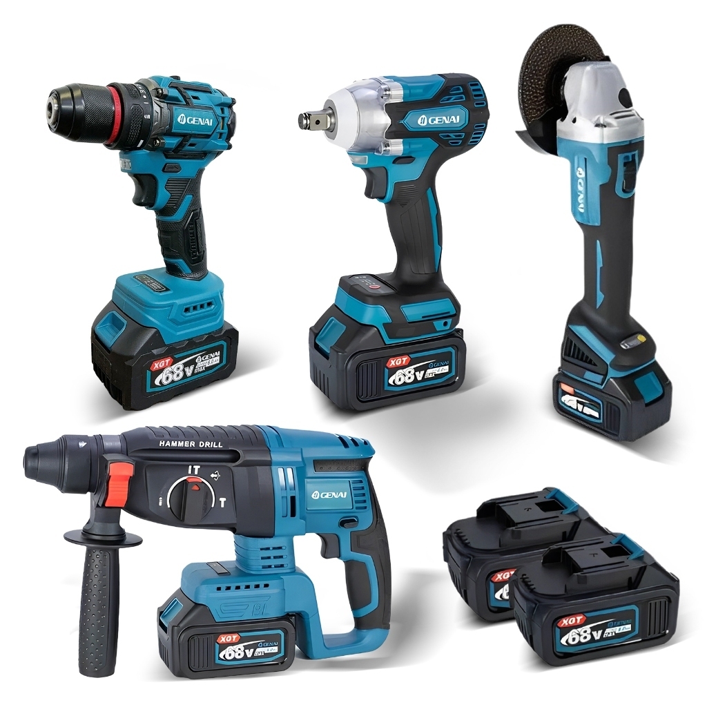 Brushless Kit 4 Em 1 Ferramentas Martelete Esmerilhadeira Lixadeira Parafusadeira Chave Impacto Com 2 Baterias 68v em Oferta na Shopee