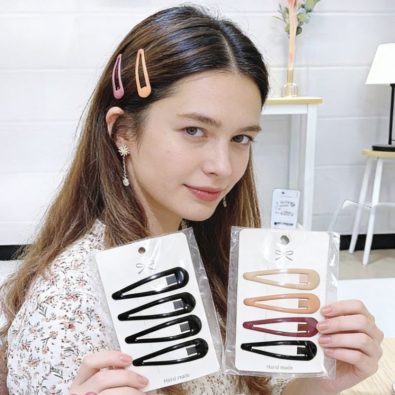 Kit 4/8 Unidades de Presilhas de Cabelo Tic Tac Grande 7cm - Cores Neutras e Marrom Preto Luxo em Oferta na Shopee