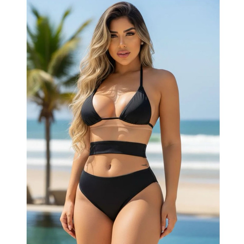 Biquini Cintura Alta Hot Pants Tiras Suquini Verão