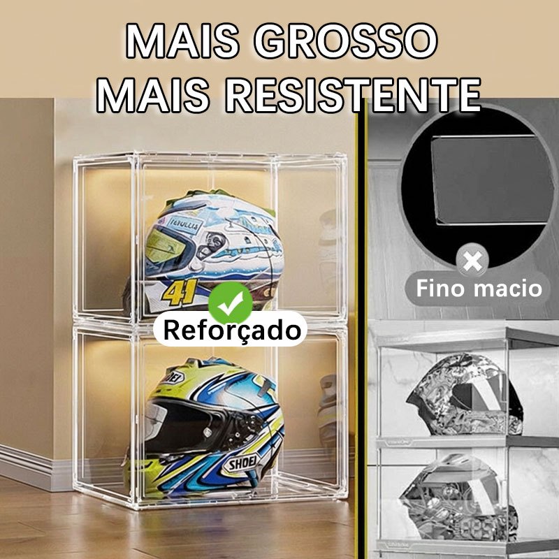 Caixa de exibição acrílico transparente com tampa 45*33*33cm para capacetes bonecos colecionáveis grandes