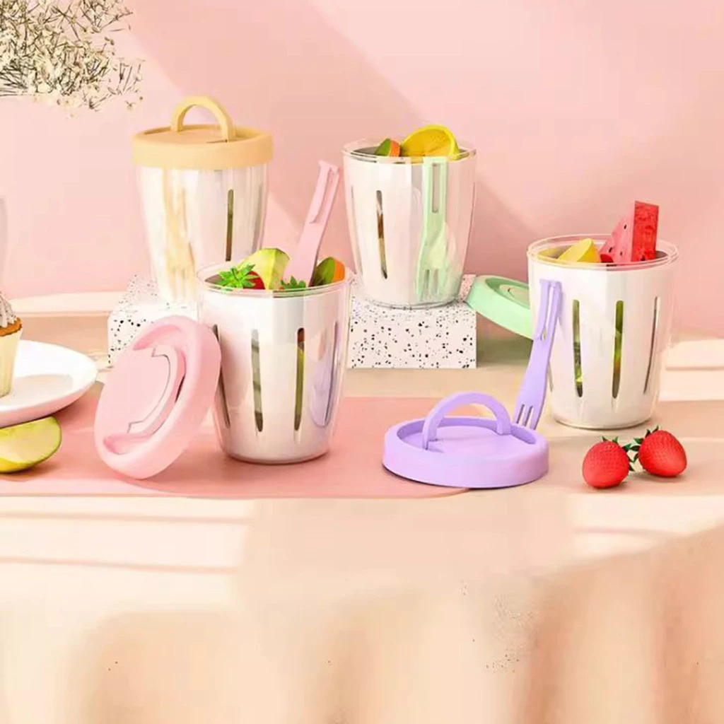 Copo Para Salada Portatil Com Garfo Caixa Plástica Com Filtro De Camada Dupla Multiuso Selada Frutas