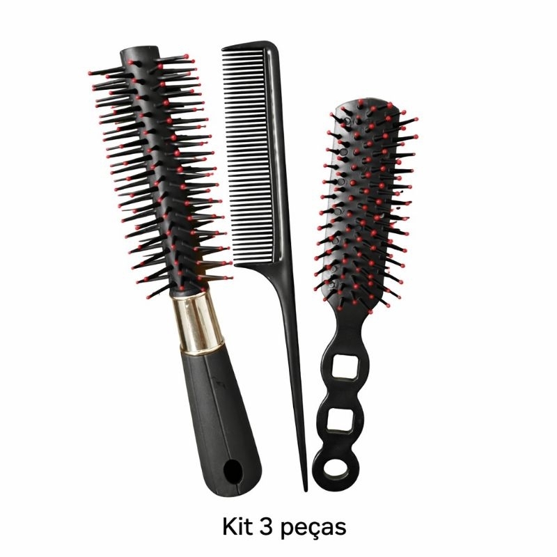 kit 3 peças pentes escova de plástico para cabelo anti estático para pentear cabelo cacheado pente de massagem em Oferta na Shopee