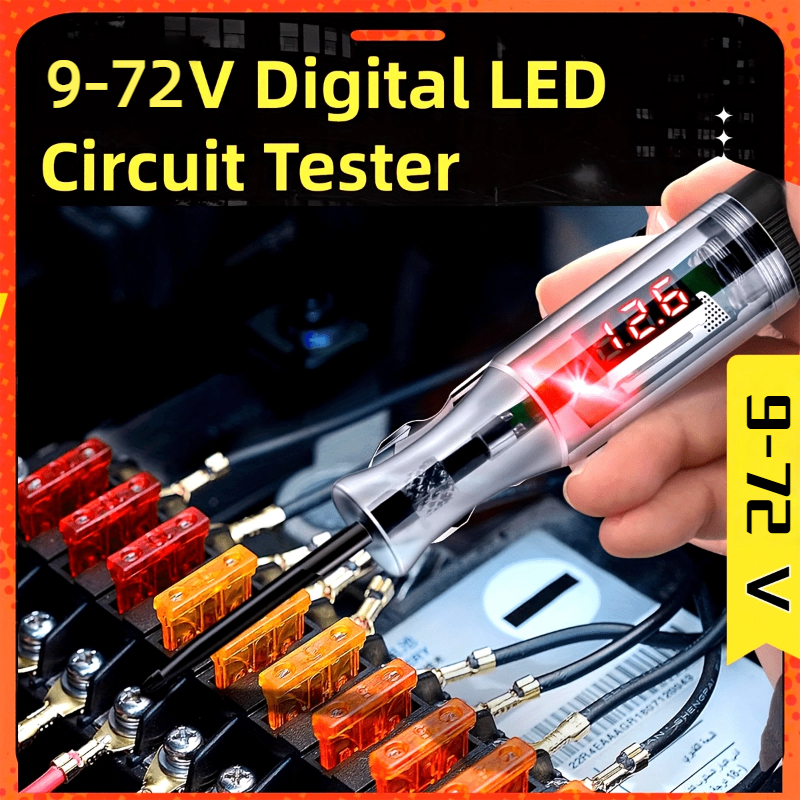 Testador De Circuito LED Digital De Luz De Teste Automotivo , Ferramenta Elétrico Automático DC 9V-72V Com Voltímetro