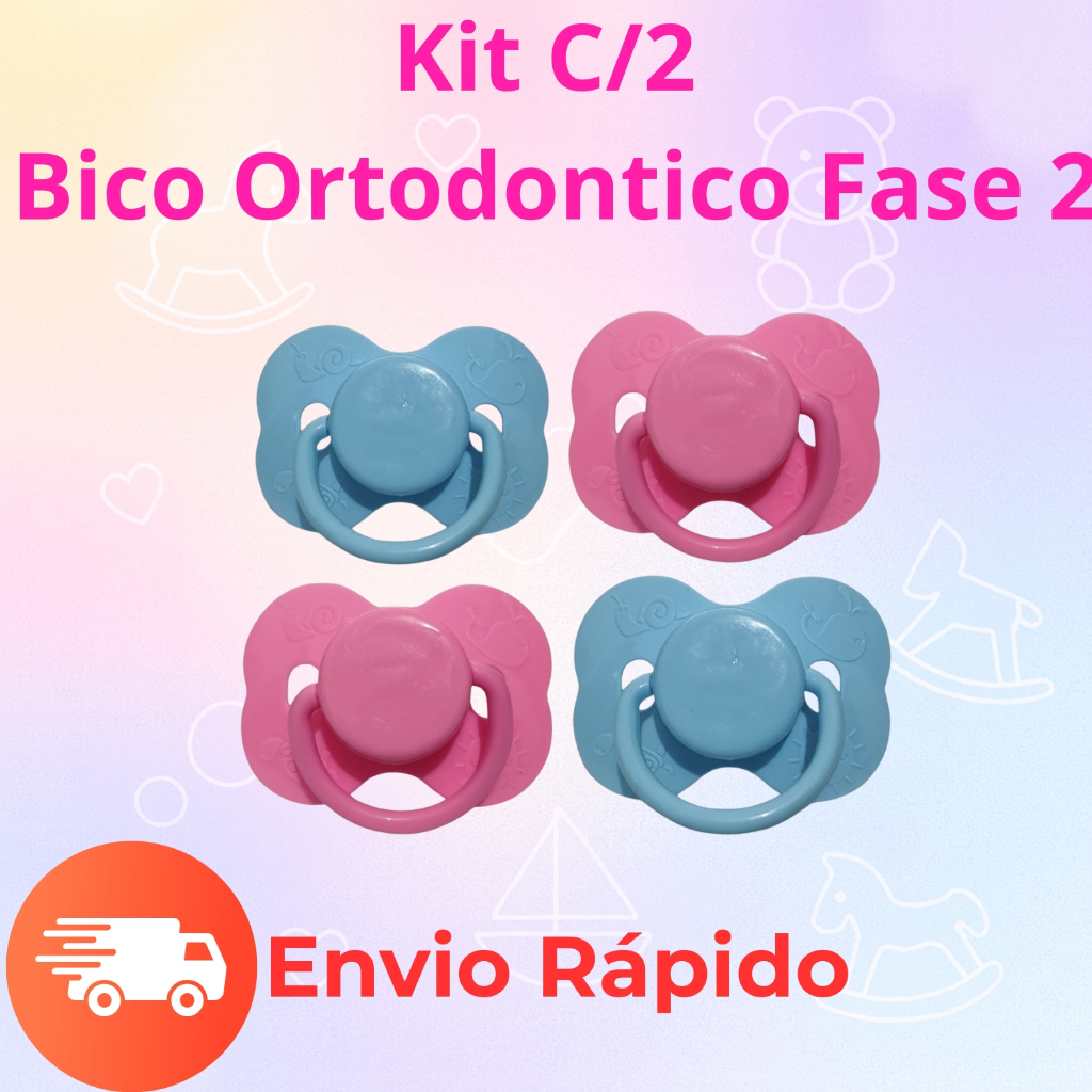 Kit C/2 Chupetas Borboleta Ortodôntica Silicone Bico Fase 2 Bebê Infantil