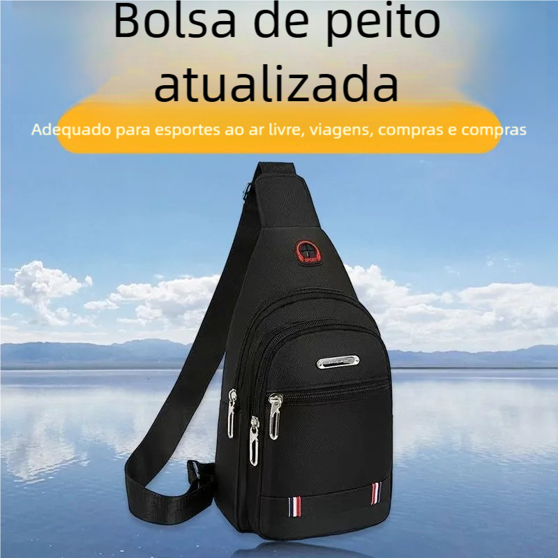 Bolsa de Peito Masculina - Mochila Transversal Anti-Furto para Dia a Dia em Oferta na Shopee
