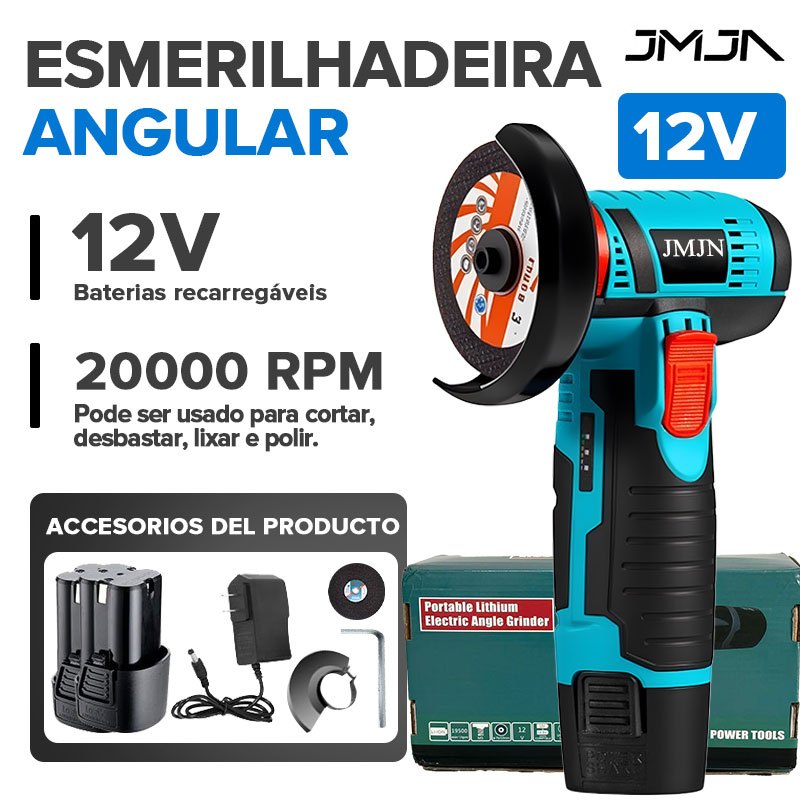 JMJN Mini Esmerilhadeira Angular 12V Sem Fio Recarregável com 2 Baterias Maleta Completa de Ferramentas em Oferta na Shopee