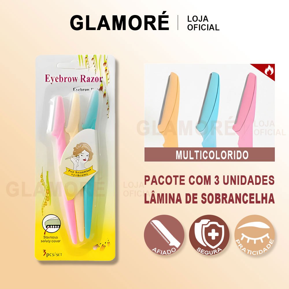 Kit de Lâminas para Aparar Sobrancelhas e Rosto 3 Unidades - SkinCare em Oferta na Shopee
