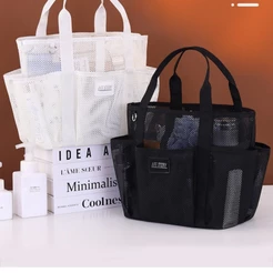 Conjunto Bolsa de Ombro de Praia – Tela, Grande Capacidade, Várias Cores e Bolsos Externos