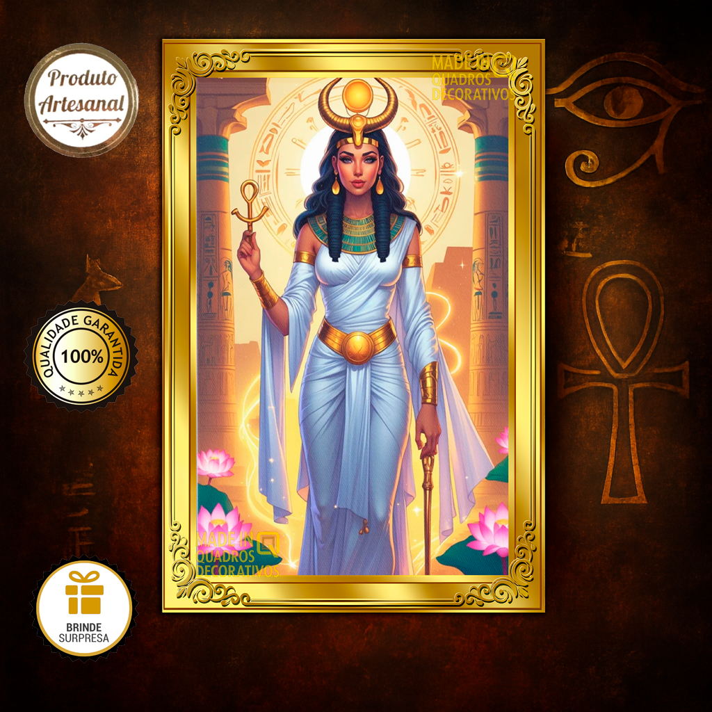 Quadro Decorativo Deusa Isis Egito Antigo, Magia Proteção Mãe de Hórus Esposa de Osíris Renascimento
