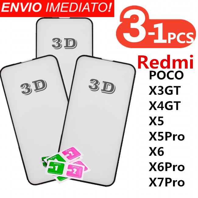 Película De Vidro Temperado 3D Para Xiaomi Redmi Poco X3 GT X4 GT X5 X5Pro X6 X6Pro X7 Pro
