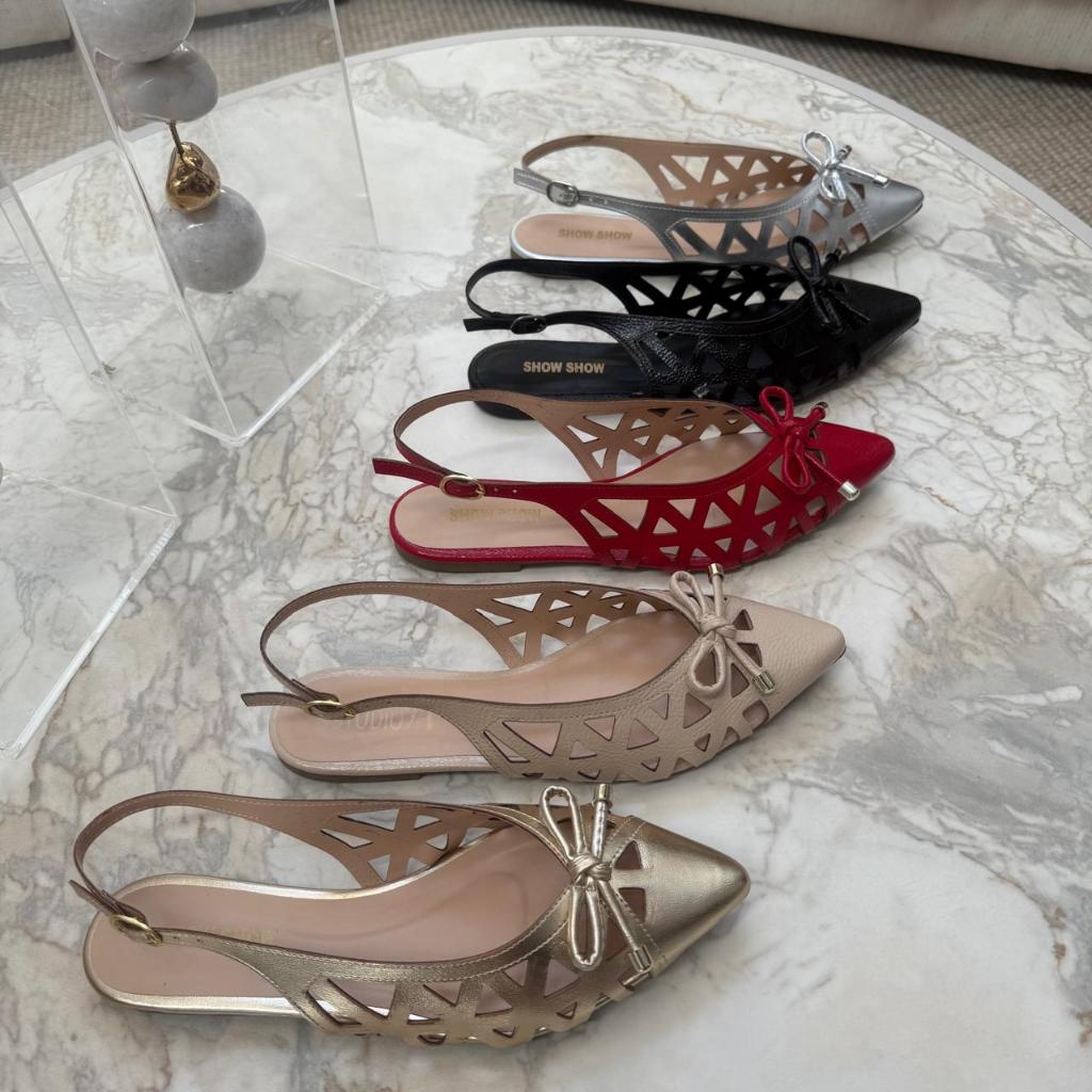 Sapato Sapatilha Slingback vazado á Laser Feminina Confortavel em Oferta na Shopee