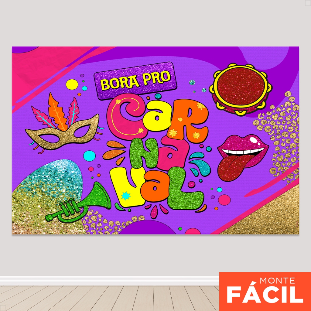 Painel Retangular Festa Carnaval Horizontal Decorativo Sublimado 3D Em Tecido em Oferta na Shopee