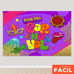 Painel Retangular Festa Carnaval Horizontal Decorativo Sublimado 3D Em Tecido