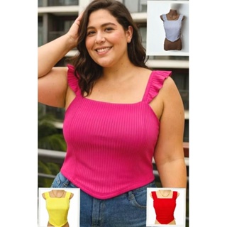 Blusa Feminina Cropped Plus Size Iza Alça Tecido Canelado Suave Casual e Elegante em Oferta na Shopee
