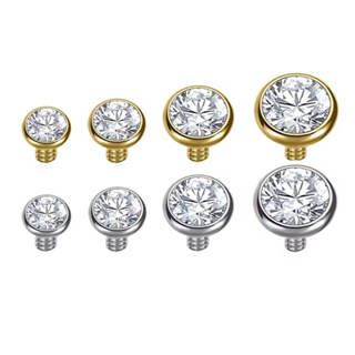 Topo Piercing Microdermal aço cirúrgico Cristal 3mm, 4mm, 5mm e 6mm prata e dourado - 1 unidade em Oferta na Shopee