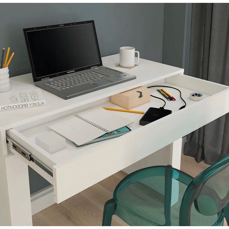 Escrivaninha Com Gaveta Mesa Escritório Home Office Branca