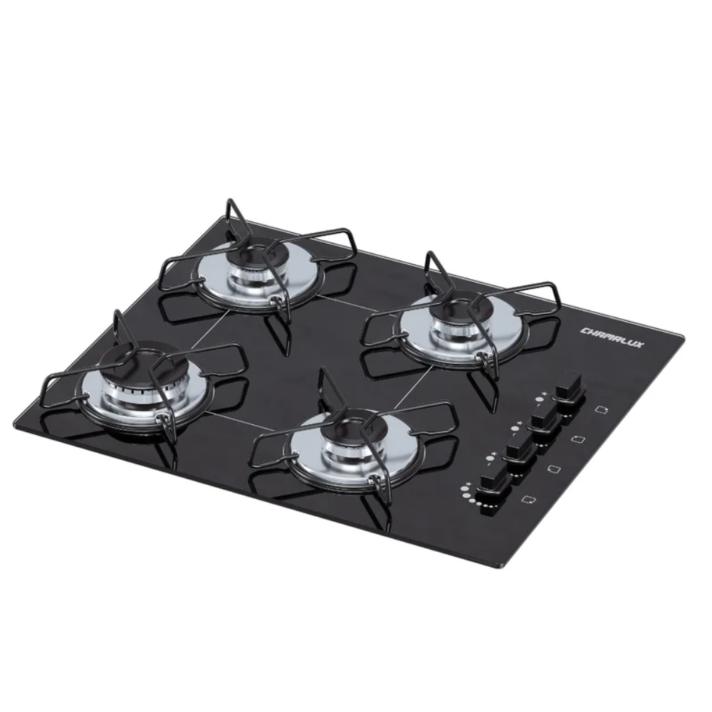 Fogão Cooktop Chamalux a Gás 4 Bocas Ultra Chama com Acendimento Automático Preto Bivolt