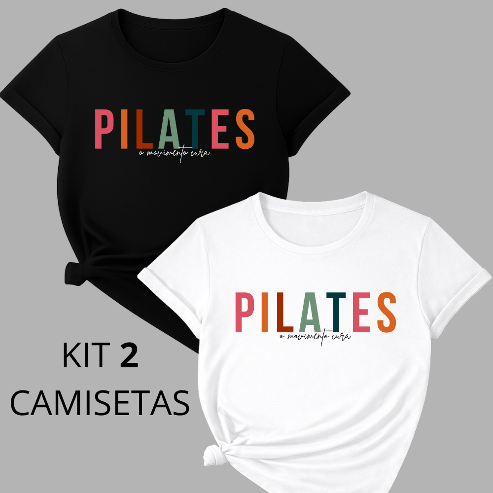 Kit 2 Camiseta Blusa Feminina Pilates Fitness T Shirt Fisioterapia Educação Física 100% Algodão em Oferta na Shopee