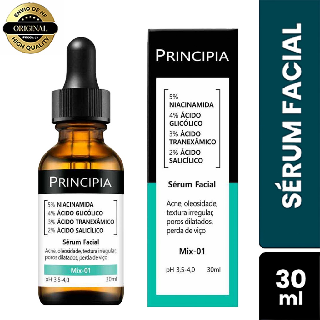 Kit 3 Sérum Facial Principia Mix-01 Niacinamida + Glicólico + Tranexâmico + Salicílico