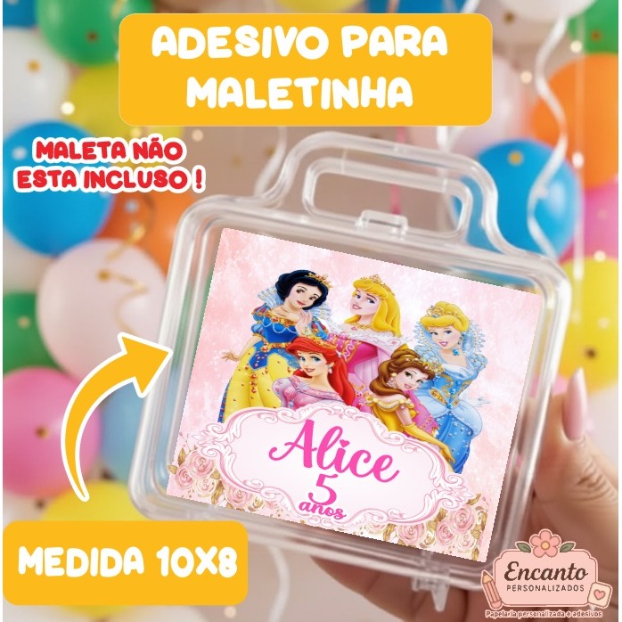 30 Adesivos para Maletinha Tema Princesas | Lembrancinha Personalizada Festa