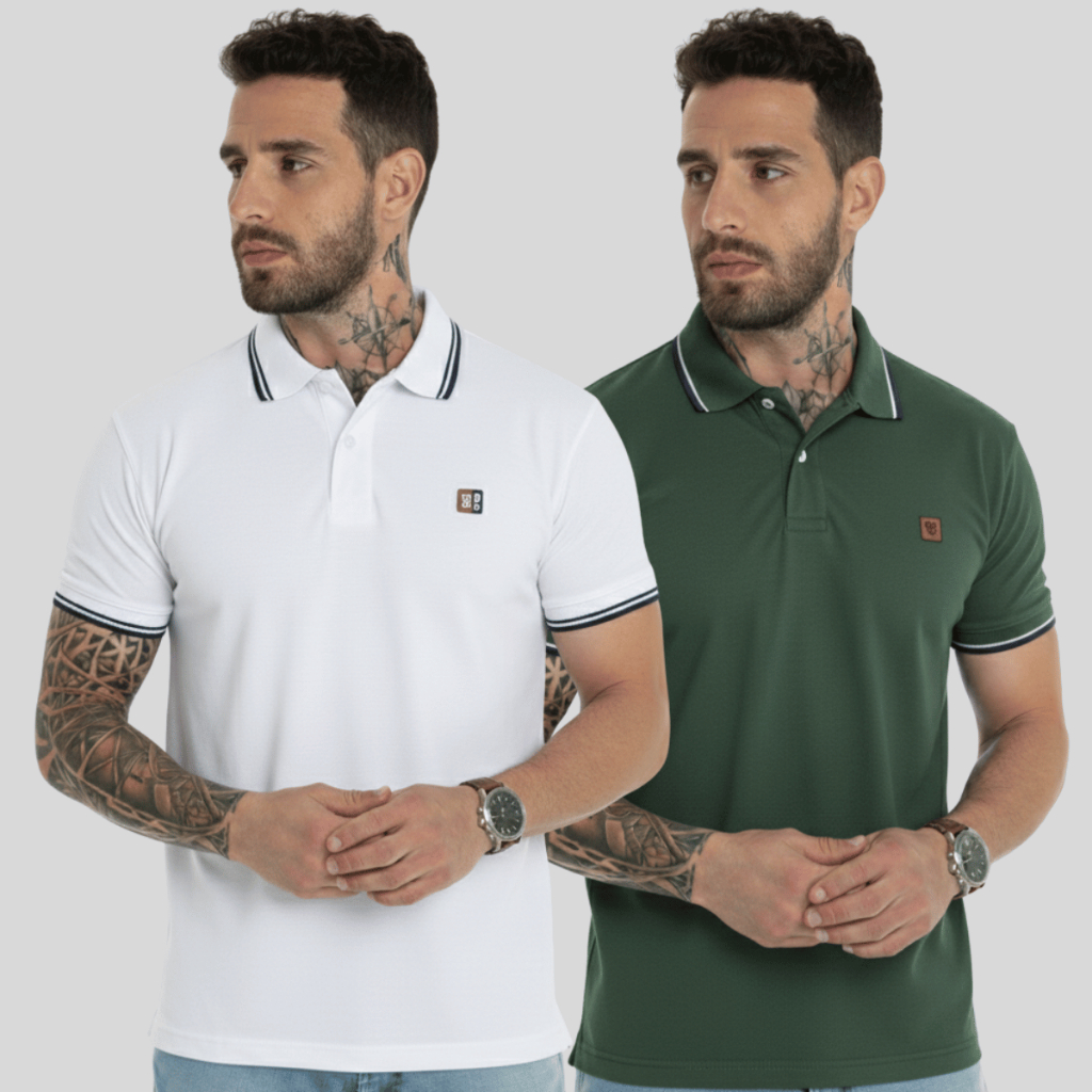 Kit 3 Camisetas Gola Polo Slim Fit Masculina 100% Algodão Básica Casual Dia a Dia Oferta