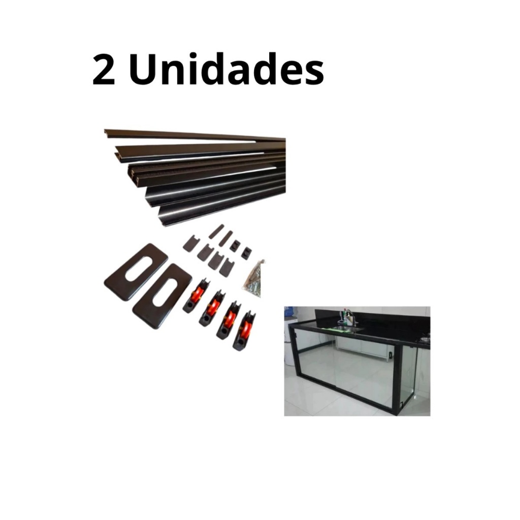 2 Unidades Kit Pia Estrutura Porcelanato Vidro Gabinete 1,00 Comprimento
