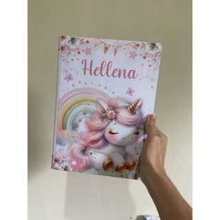 Caderno Brochura grande personalizado com nome no tema Unicornio com rosa -caderno personalizado - material escolar em Oferta na Shopee