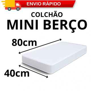 Colchão 80x40cm para Moisés Mini Berço Bebê com Espuma Firme, Macia e Confortável Envio Imediato