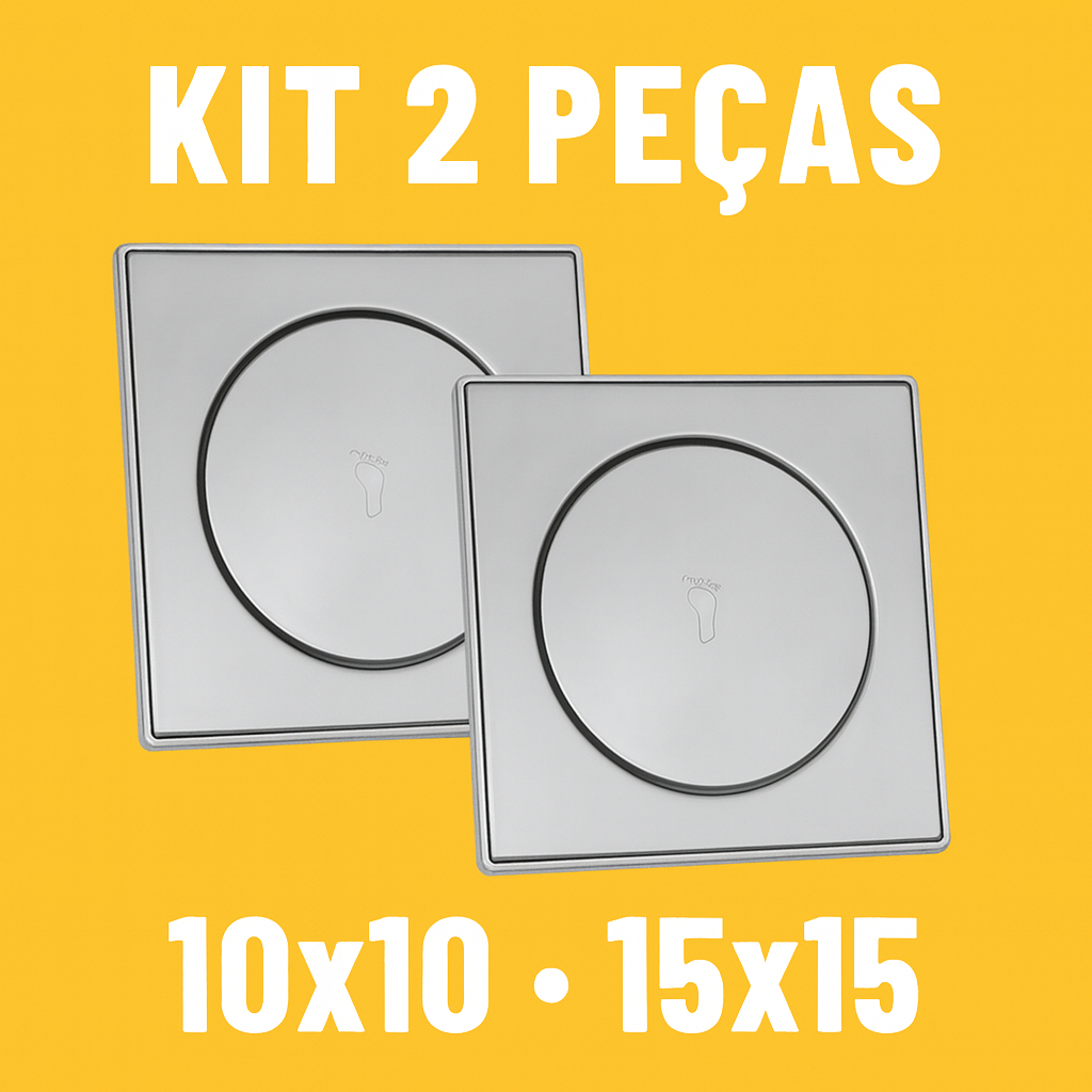 Ralo Inteligente Click 10x10 15x15 Cm Inox Banheiro Lavabo Veda Cheiro