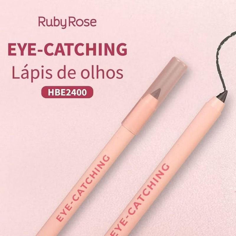 Lápis de Olho Preto Intenso Eye Catching Ruby Rose - Traço Definido, Fácil Aplicação, Versátil