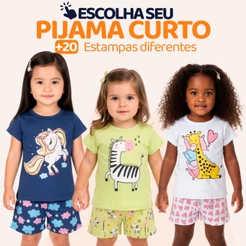 Pijama Infantil Bebê Menina Manga Curta com Estampas Fofas e Conforto Roupa para Bebê Feminino Verão Calor L05