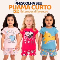 Pijama Infantil Bebê Menina Manga Curta com Estampas Fofas e Conforto Roupa para Bebê Feminino Verão Calor L05