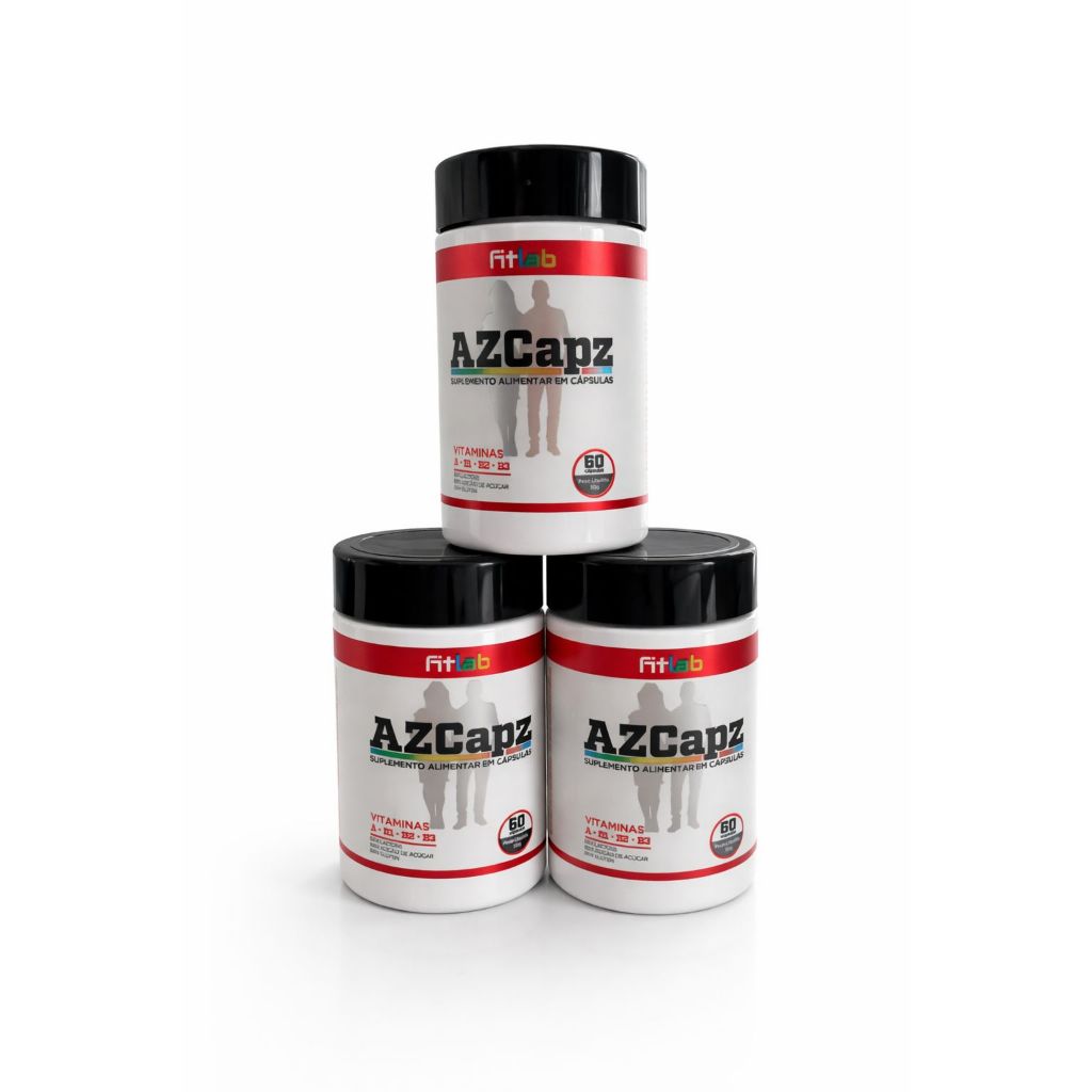 3x FitLab Multi Vitaminas e Minerais 60 Caps - Magnésio, Zinco, Cálcio, Vitaminas