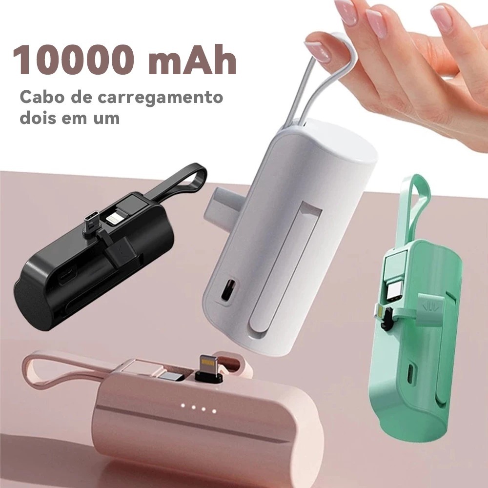 Power Bank Mini Emergencial Sem Fio 2em1 - Bateria Portátil para iPhone e Celulares com USB-C  MNCDB em Oferta na Shopee