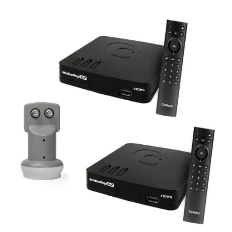 2 Midiabox B7 Century +1 LNBF Duplo Serve Para Zona Rural e Urbano