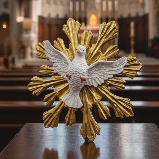 Display Espírito Santo - Pomba com Suporte para Mesa e Parede em MDF 12,5 cm - SANTO