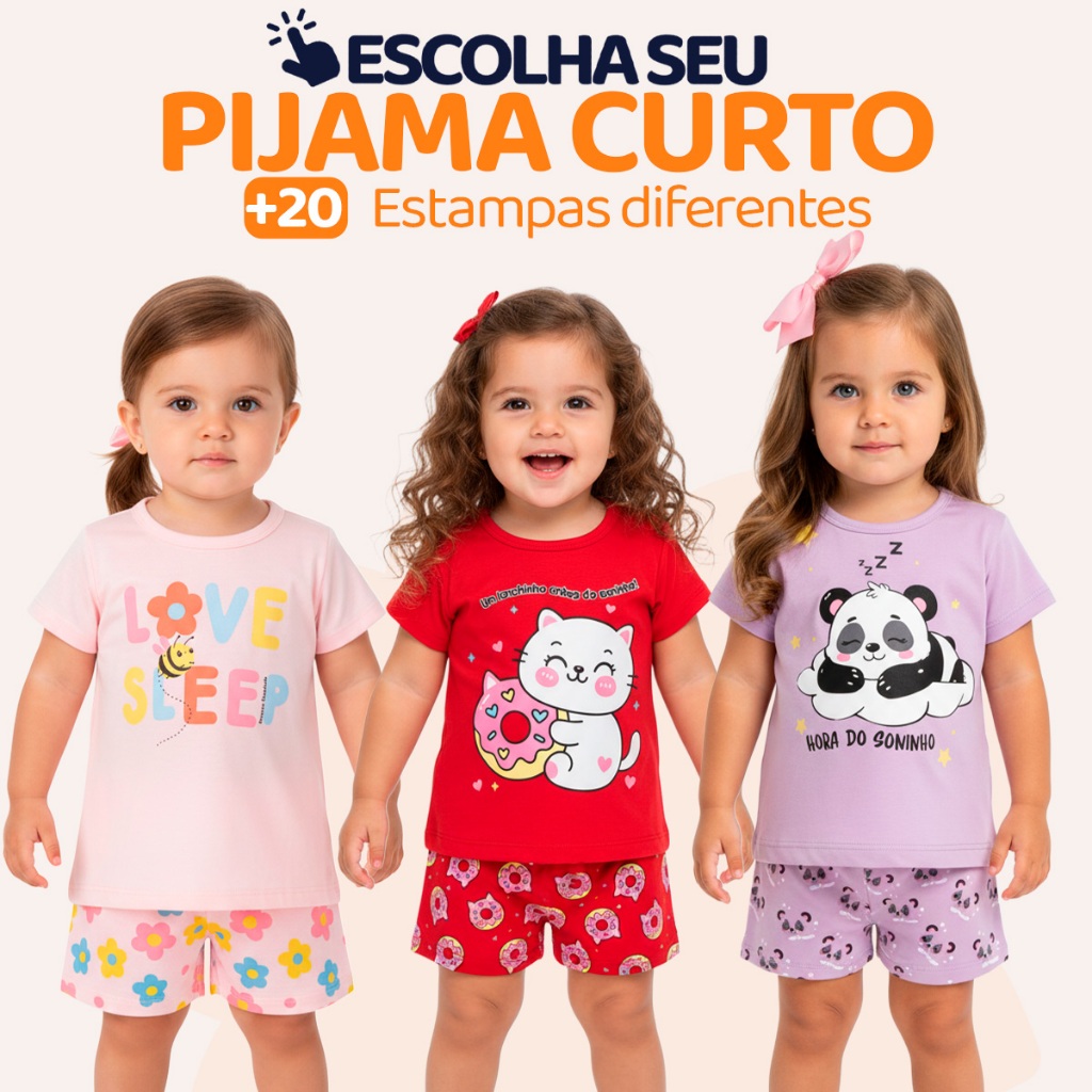 Pijama Infantil Bebê Menina Manga Curta com Estampas Fofas e Conforto Roupa para Bebê Feminino Verão Calor L05 em Oferta na Shopee