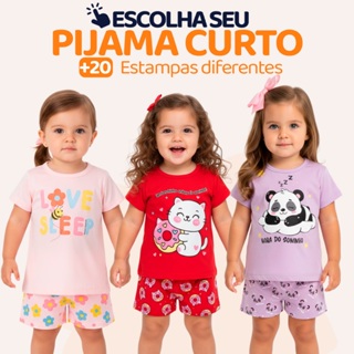 Pijama Infantil Bebê Menina Manga Curta com Estampas Fofas e Conforto Roupa para Bebê Feminino Verão Calor L05 em Oferta na Shopee