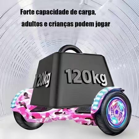 Hoverboard Overboard Skate Elétrico 6,5' Polegadas com Luz LED e Bluetooth -P10