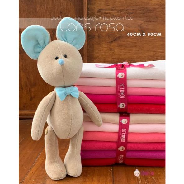DUETO KIT 11TECIDOS TONS ROSADO PLUSH & MICROSOFT