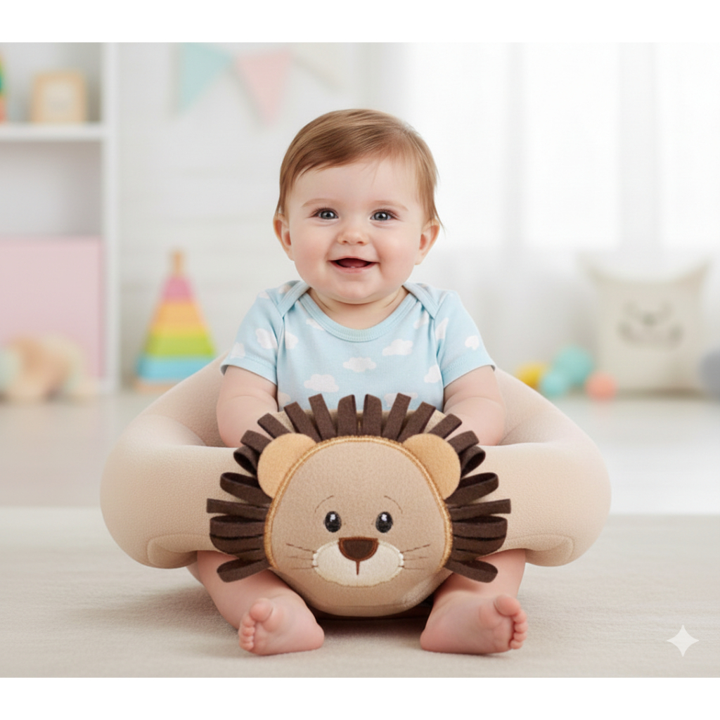 Cadeirinha Assento Puff Meu Leãozinho Marrom 100% Algodão Luxo Enchimento De Silicone Antialérgico 1 Peça