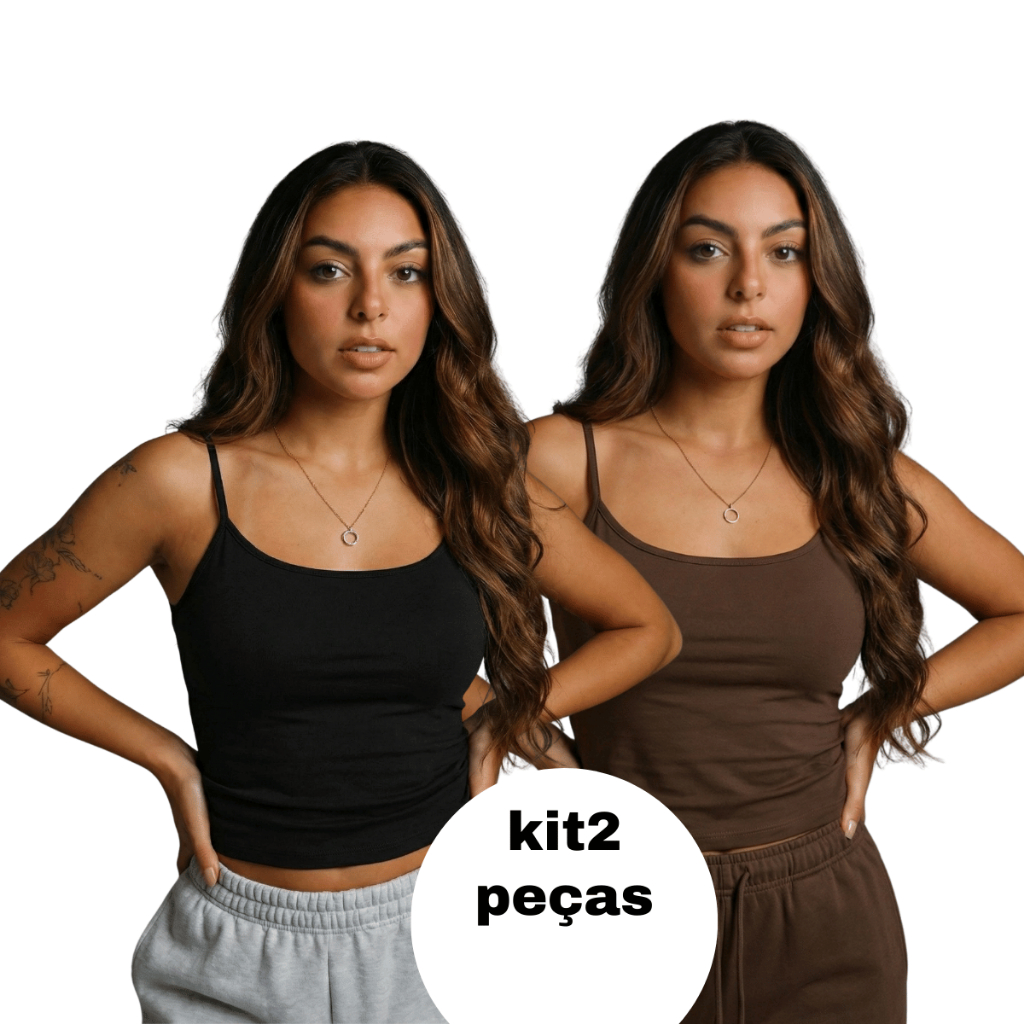 kit2 Regata De Alcinha Cropped Tube Feminino Básico Para verão e Academia