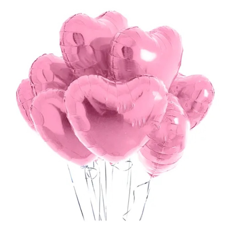 5 pcs Balões de Coração Metalizado 18 Polegadas com Design Sofisticado em Rosa em Oferta na Shopee