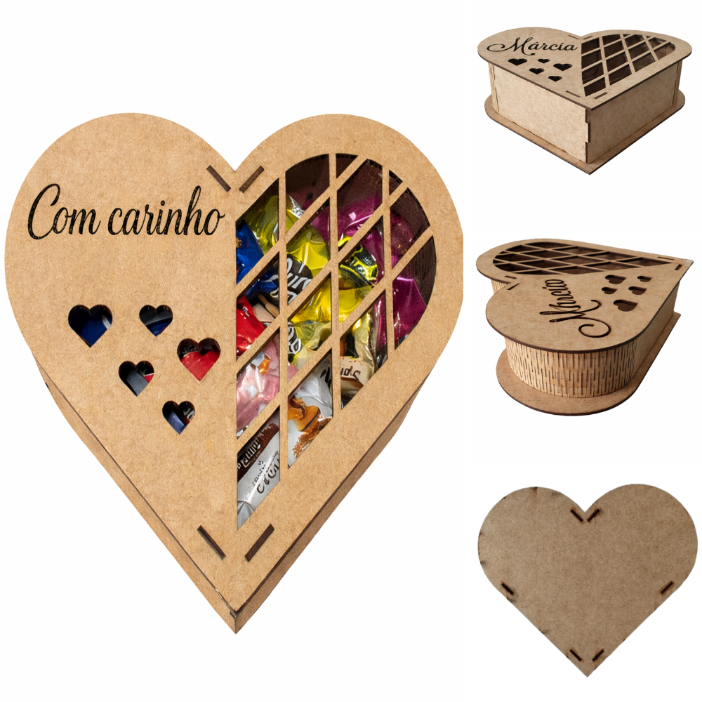 Caixas Coração MDF 13cm para Bombom Pascoa Dia Namorados Mae Final de ano Presente lembrancinha em Oferta na Shopee