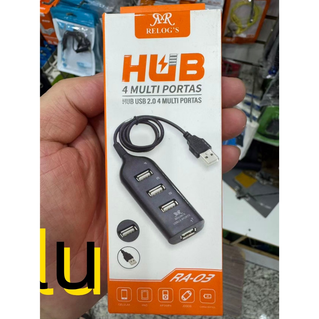 Hub Usb 2.0 RR  RA-3 4 Entrada Usb Tipo A Fêmea Cabo 1m