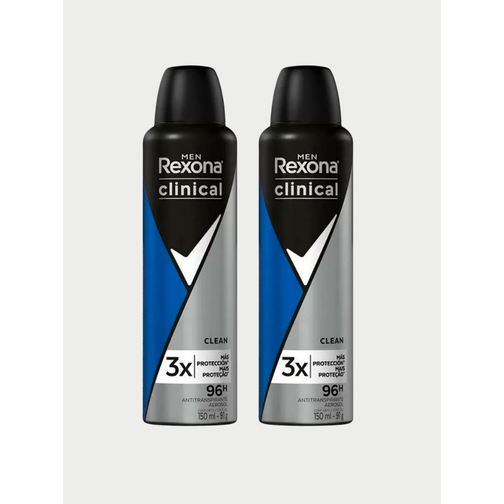 Kit 2 Desodorante Rexona Clinical Aerosol Classic 150ml Proteção 96h Original Clean